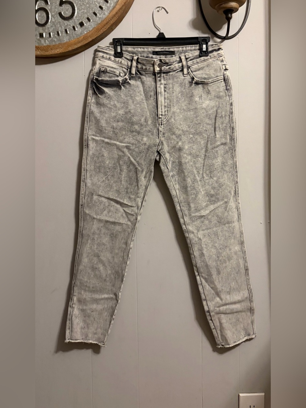 Flying Monkey Light Acid Washed Gray Skinny Jeans MFG Raw Hem
